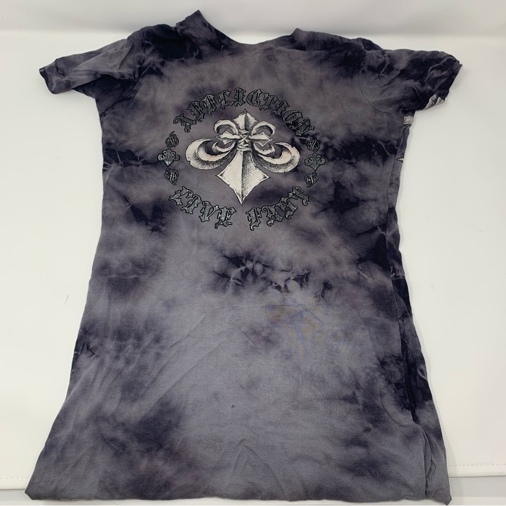 Affliction Live Fast T-shirt Women’s Gray Black Size Small Short Sleeve